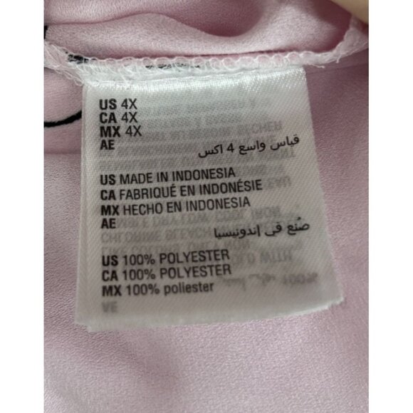 Alfani Womens Floral Top Pink Black Size 4X Blouse Button Up Vee Neck - Picture 7 of 7